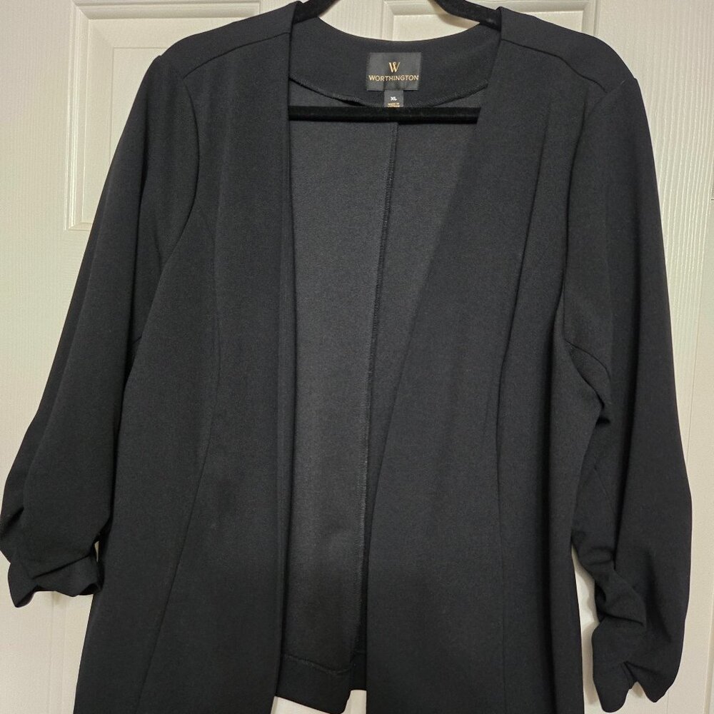 ELLE Black Single-Button Blazer | Women’s Size 8 | Classic Tailored Work Jacket